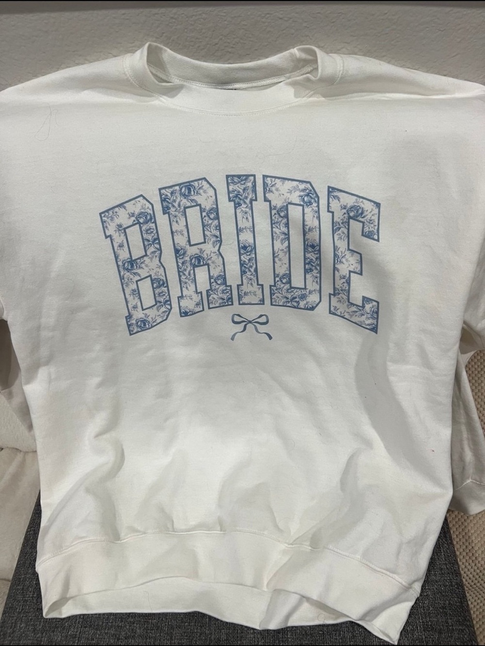 Bride Floral Print Sweatshirt - White and Light Blue